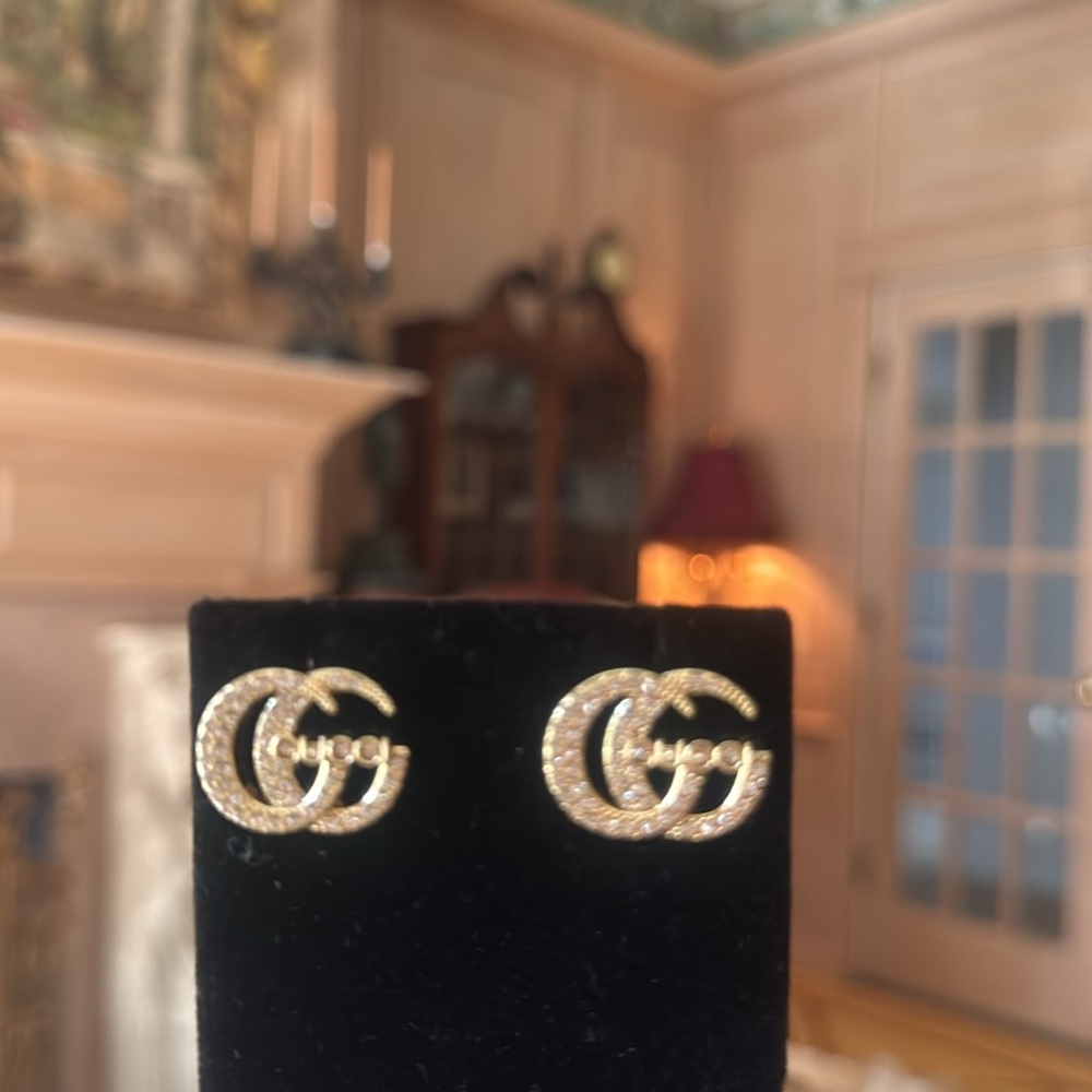 Gucci earrings  Gold tone with  Crystal - Picture 2 of 5